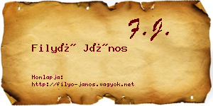 Filyó János névjegykártya